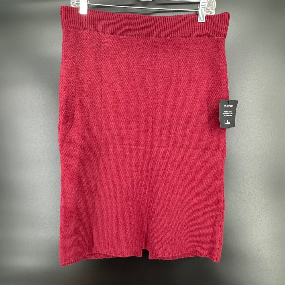 Lulus Burgundy Sweater‎ Midi Pencil Skirt Chic Workwear Office Winter